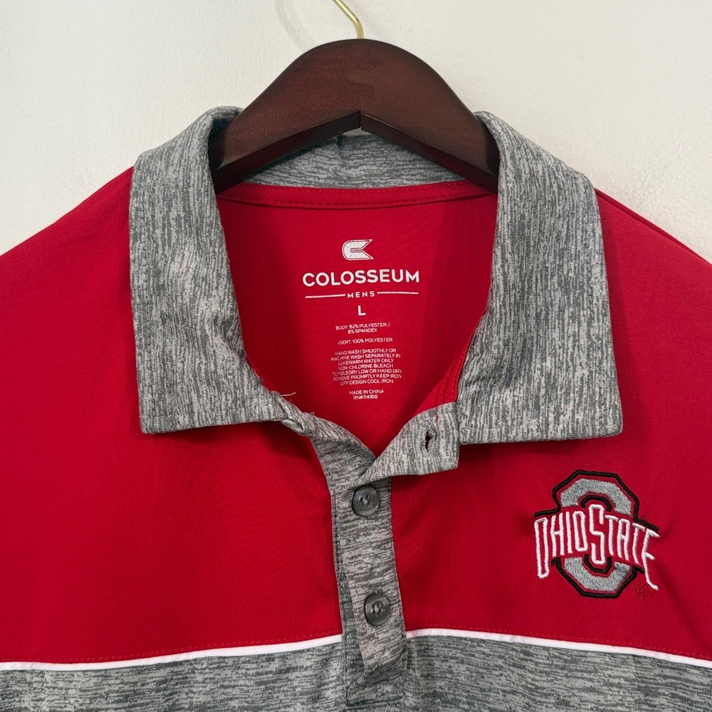 OHIO STATE BUCKEYES Polo Shirt Mens Large Short Sleeve Colosseum Adult - Picture 3 of 9